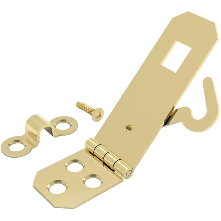 3/4" x 2-3/4" Polished Brass Hinge Hasp, with Hook