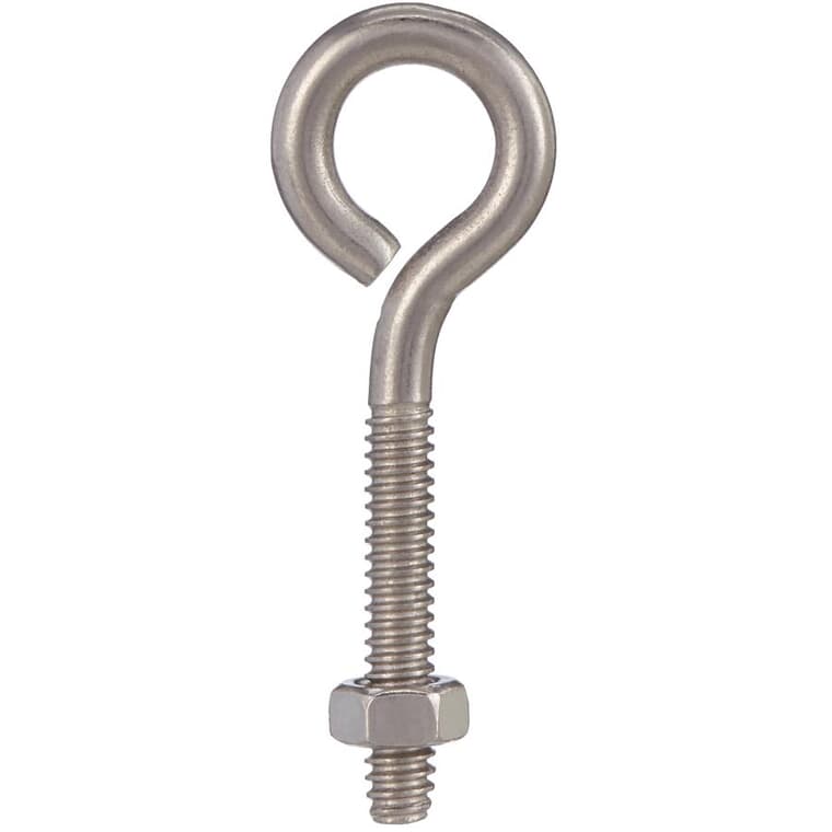 3/16" x 2" Eye Bolt with Nut - Stainless Steel