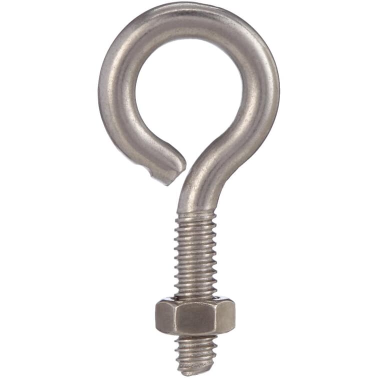 1/4" x 2" Eye Bolt with Nut - Stainless Steel