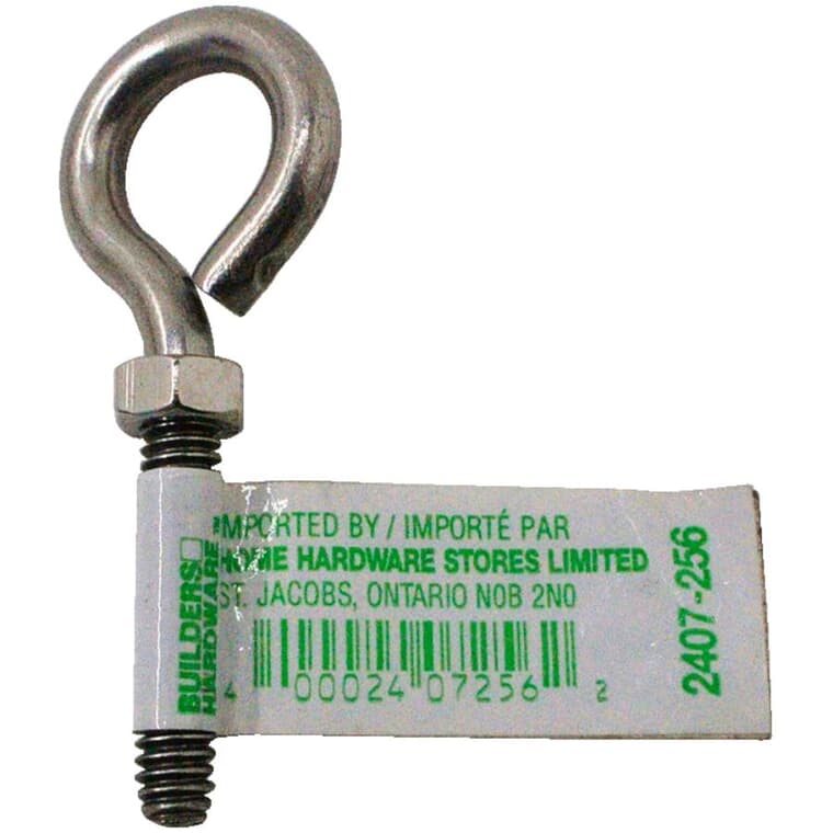 1/4" x 2-1/2" Eye Bolt with Nut - Stainless Steel