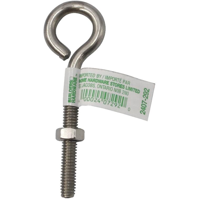 5/16" x 4" Eye Bolt with Nut - Stainless Steel