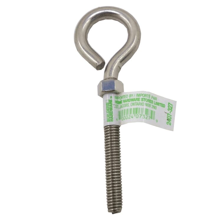 3/8" x 5" Eye Bolt with Nut - Stainless Steel