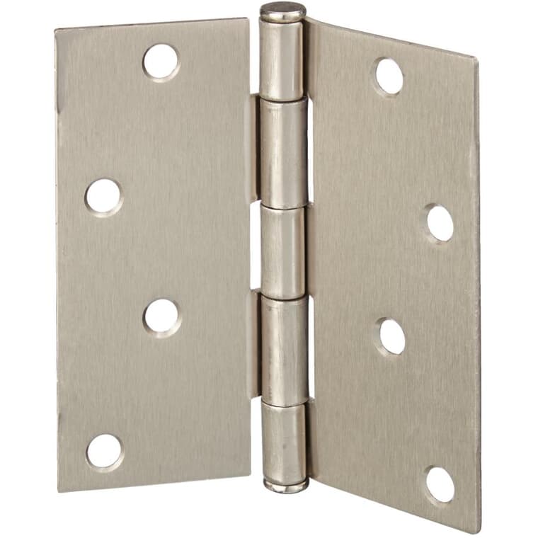 2 Pack 4" Satin Nickel Square Butt Hinges