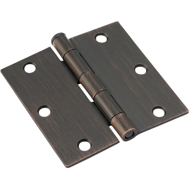 2 Pack 3-1/2" Oil Rubbed Bronze Square Butt Hinges
