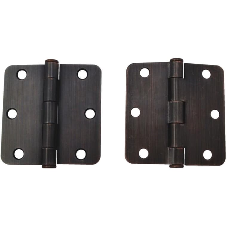 2 Pack 3" Oil Rubbed Bronze 1/4" Radius Butt Hinges