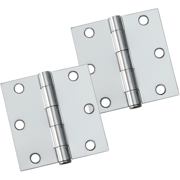 2 Pack 3" Chrome Square Butt Hinges