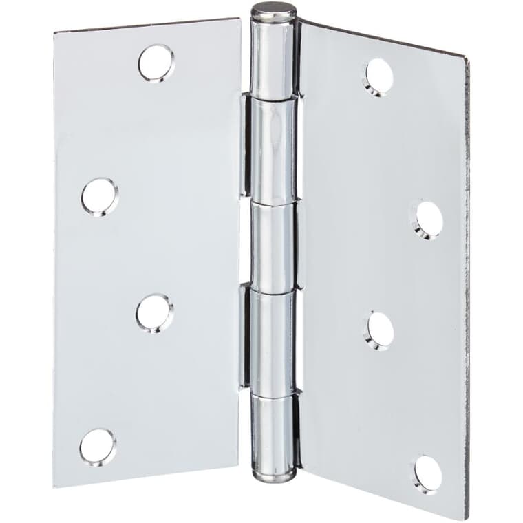 2 Pack 4" Chrome Square Butt Hinges