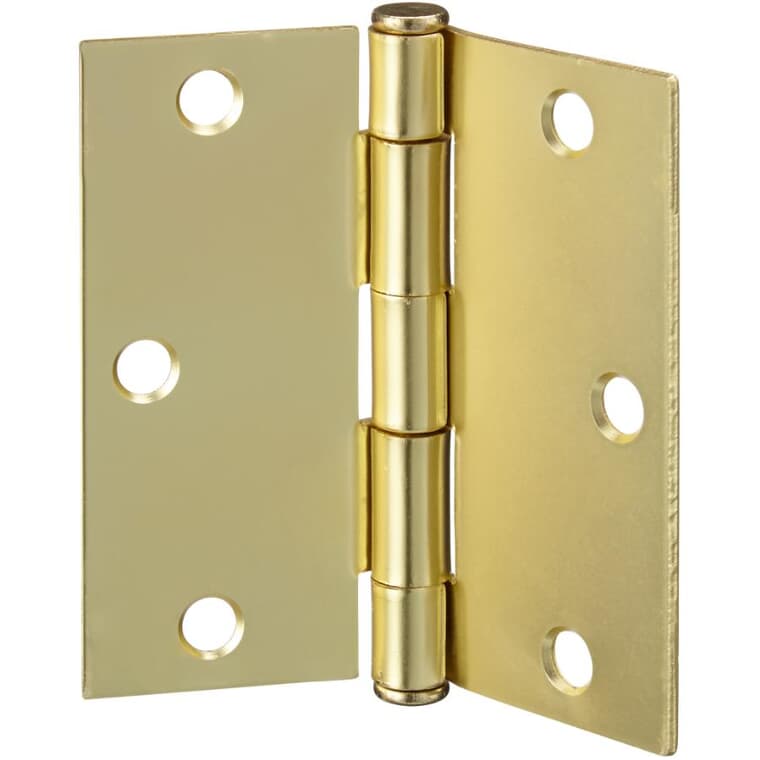 2 Pack 3-1/2" Satin Brass Finish Square Butt Hinges