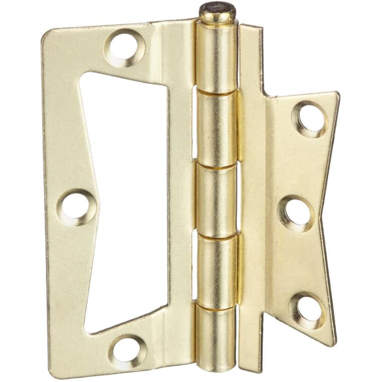 2 Pack 3" Satin Brass Non-Mortise Hinges