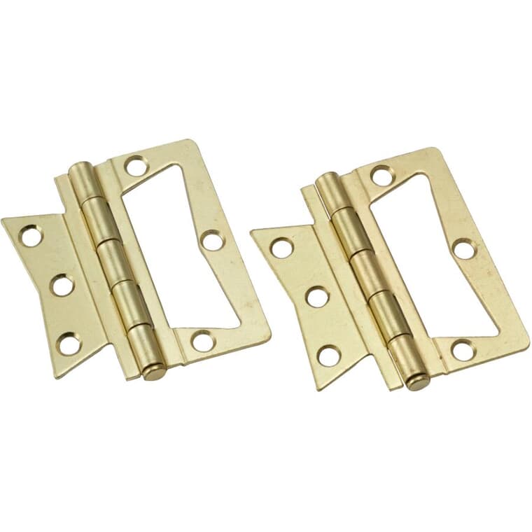 2 Pack 3-1/2" Brass Non-Mortise Hinges