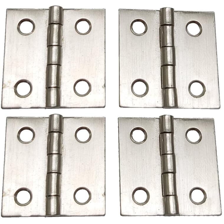 1" x 1" Satin Nickel Loose Pin Narrow Hinges - 4 Pack