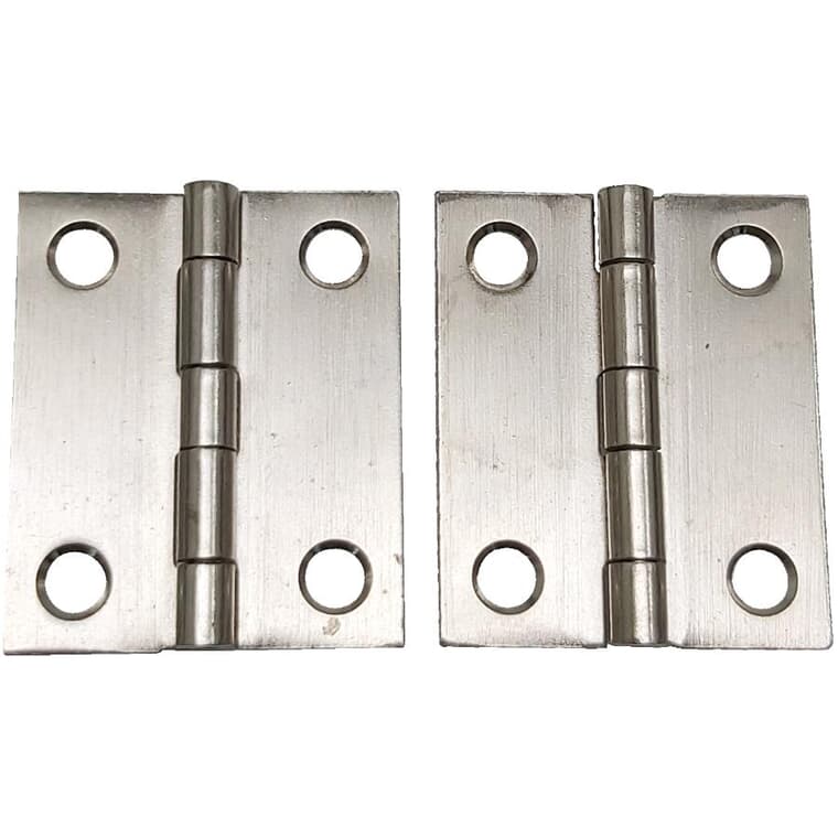 1-1/2" x 1-1/4" Satin Nickel Loose Pin Narrow Hinges - 2 Pack