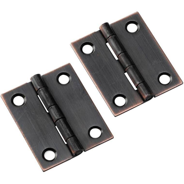 1-1/2" x 1-1/4" Oil Rubbed Bronze Loose Pin Narrow Hinges - 2 Pack
