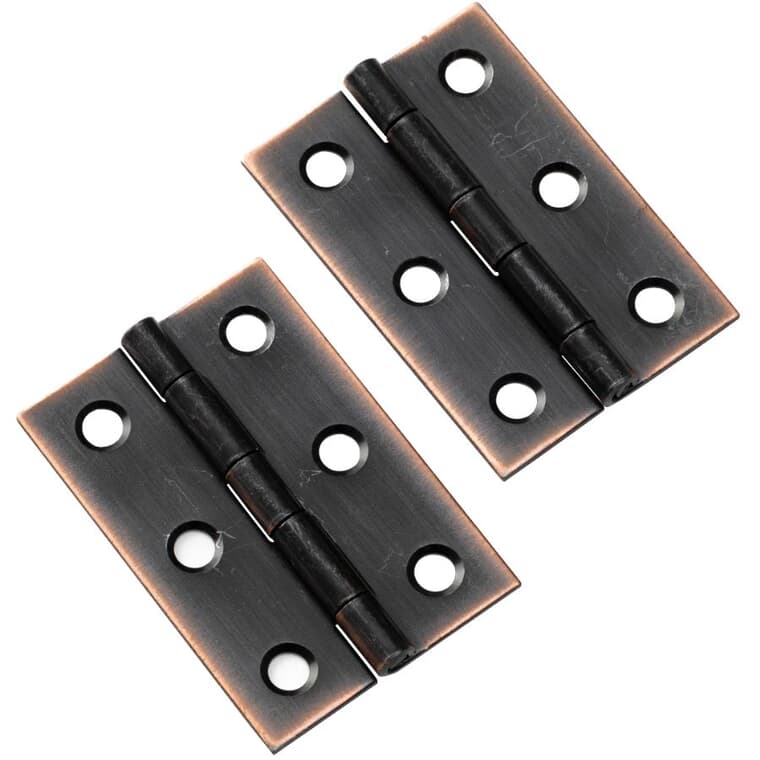 2 Pack 2" x 1-3/8" Oil Rubbed Bronze Loose Pin Narrow Hinges