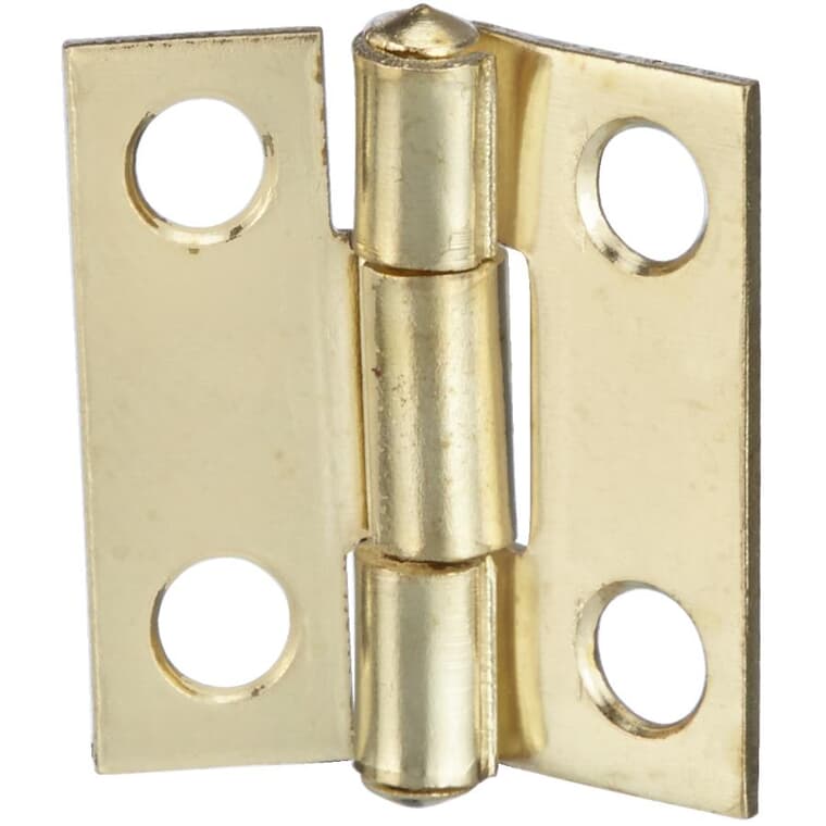 2 Pack 1" Brass Fixed Pin Narrow Hinges