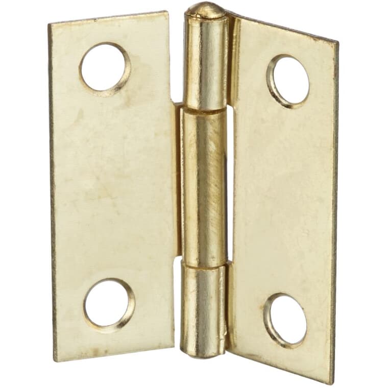 2 Pack 1-1/2" Brass Fixed Pin Narrow Hinges