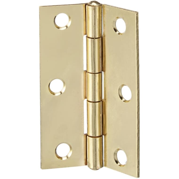 2 Pack 2-1/2" Brass Fixed Pin Narrow Hinges