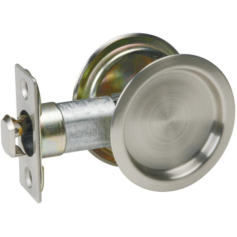 Satin Nickel Round Pocket Door Passage Lock