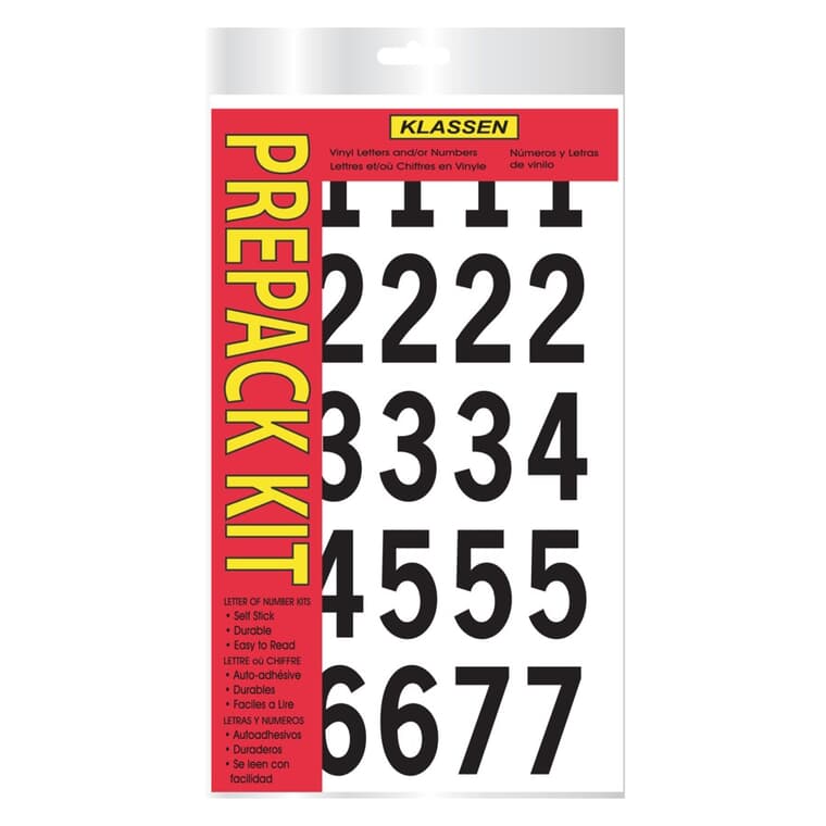 2" Black and White Numbers Kit