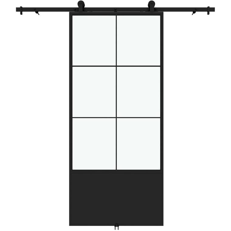 Broadway Sliding Barn Door Kit - with Hardware + Clear Glass, 37" x 84"