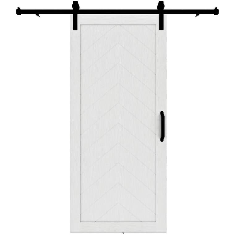 Porte de grange Herringbone avec quincaillerie, blanc, 37 x 84 po