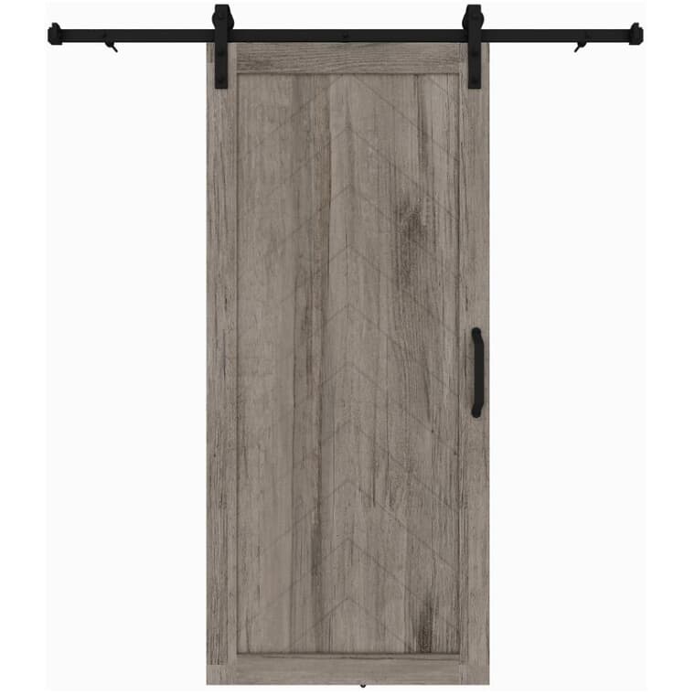 Herringbone Barn Door - with Hardware + Grey, 37" x 84"