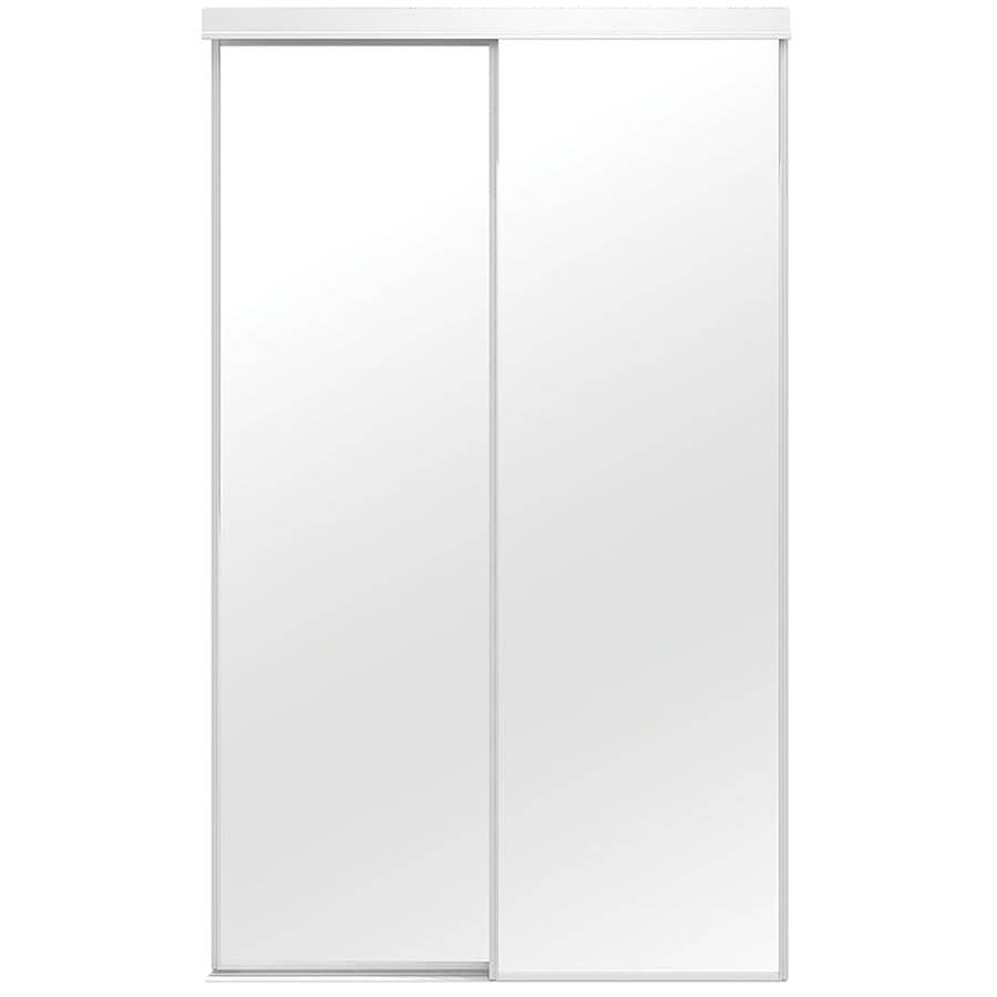 COLONIAL ELEGANCE:Mirror Sliding Closet Door - Top Roll + White, 48" x 80"