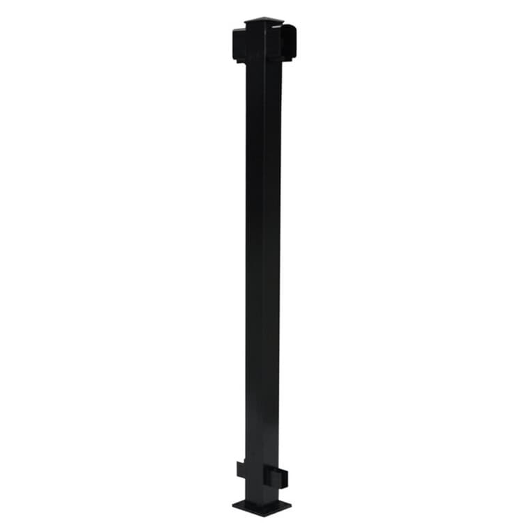 2-1/4" x 2-1/4" Black Aluminum Railing Inline Post