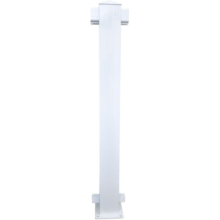Poteau intermédiaire de 4 po x 4 po en aluminium pour rampe, blanc