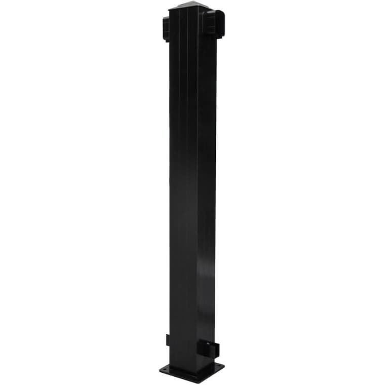 4" x 4" Black Aluminum Railing Inline Post