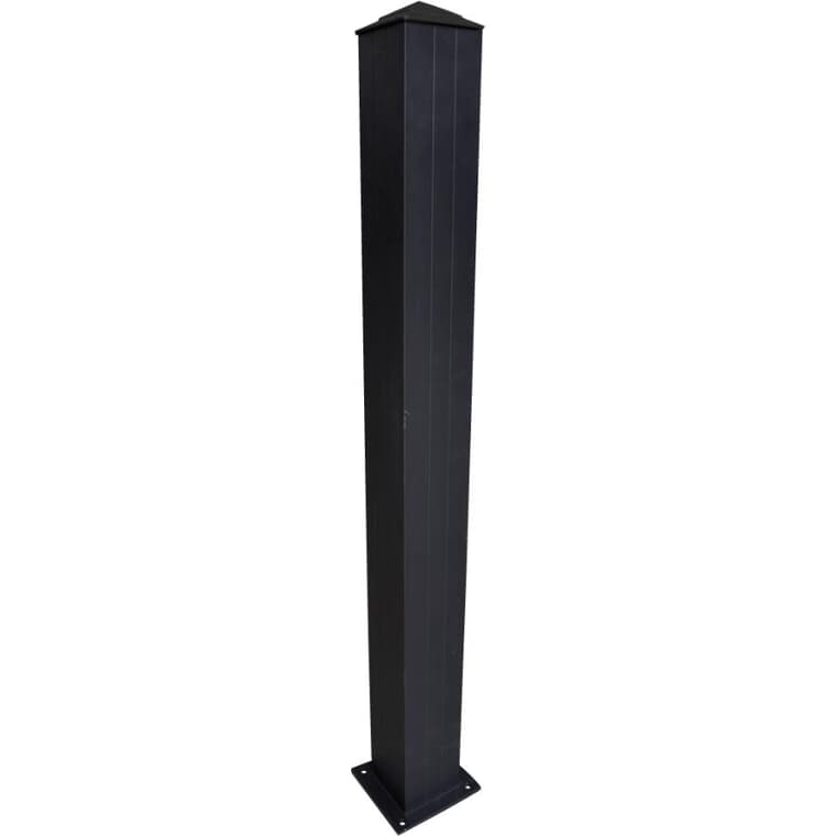 Poteau d'extrémité de 4 po x 4 po en aluminium pour rampe d'escalier, noir