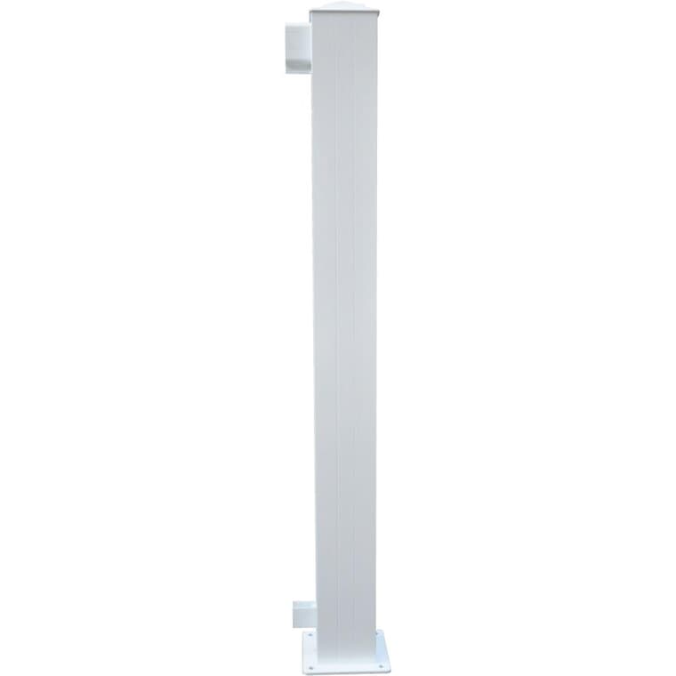 Poteau d'extrémité de 4 po x 4 po en aluminium pour rampe, blanc