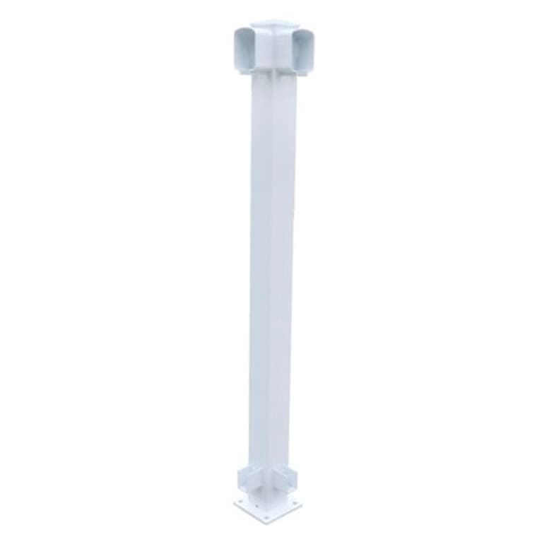 36" White Aluminum Railing Corner Post