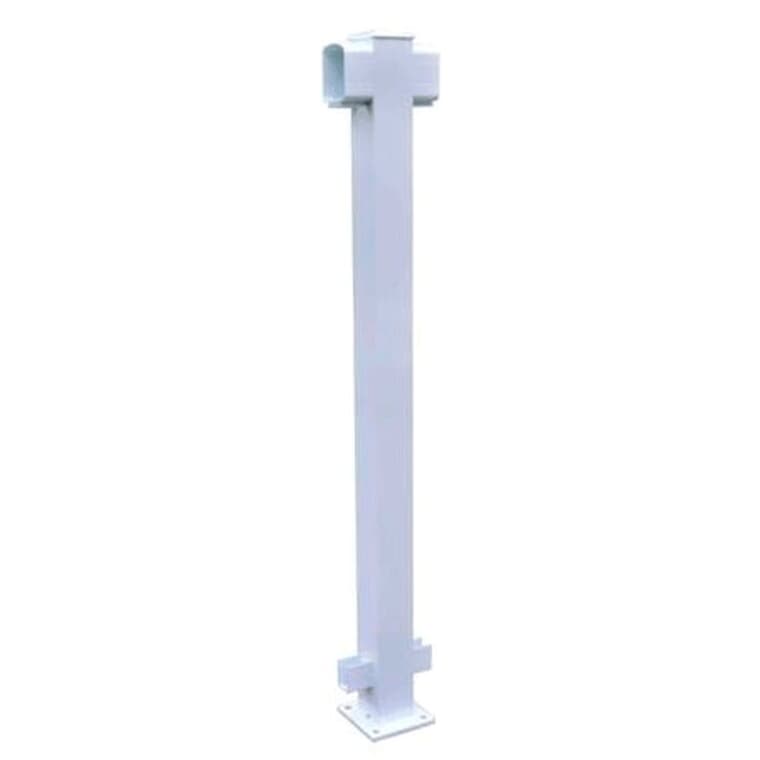 36" White Aluminum Railing Inline Post