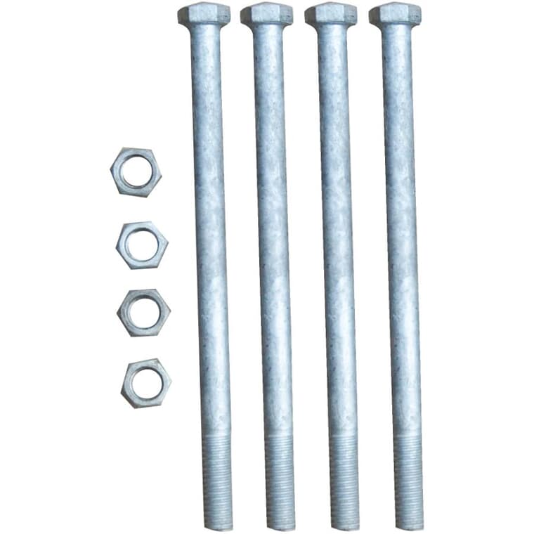 4 Pack Galvanized Bolts with Nuts, for Mounting Plate