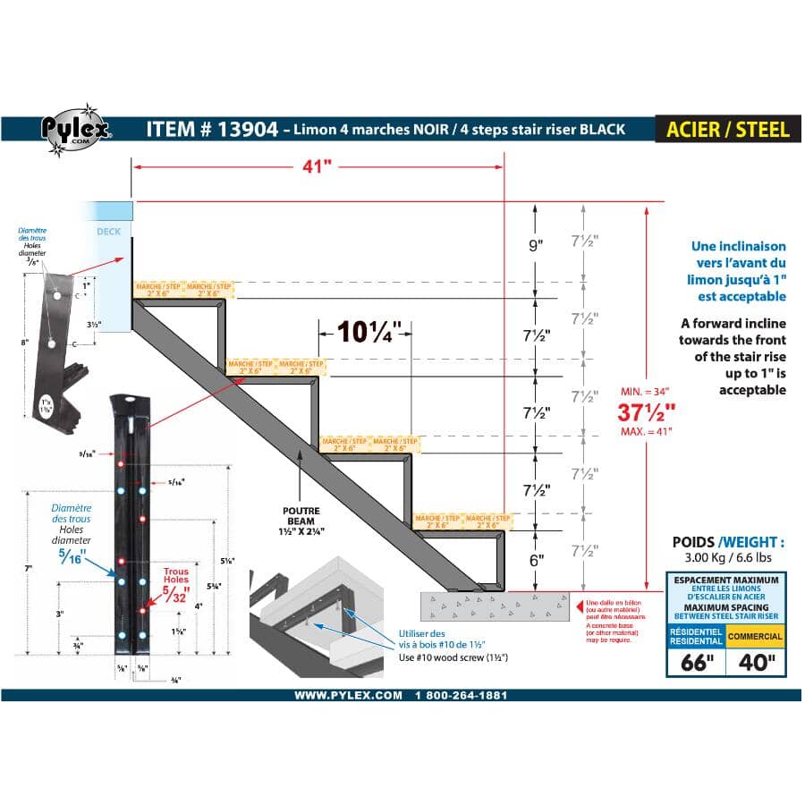 PYLEX 4 Step Steel Stair Riser | Home Hardware