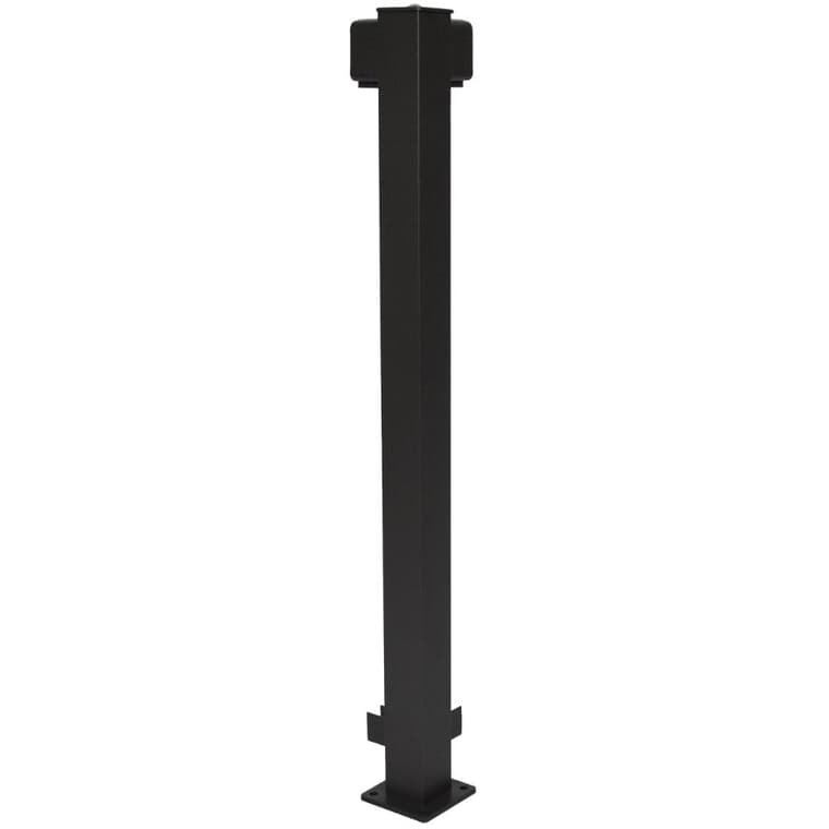 Poteau de coin pour rampe de 36 po en aluminium noir texturé