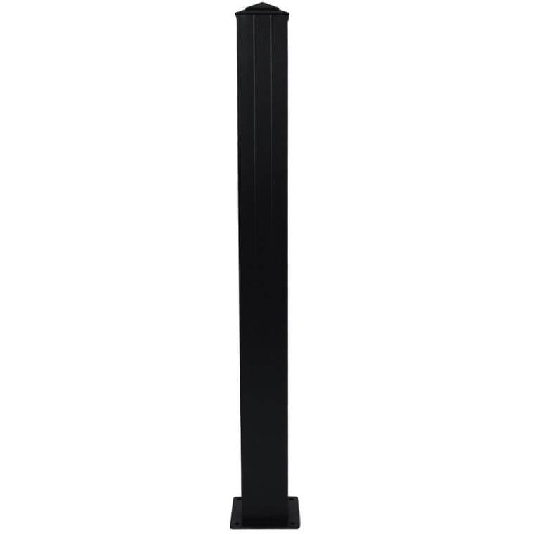 Poteau d'extrémité pour rampe de 4 po en aluminium noir texturé, pour 42 po de hauteur