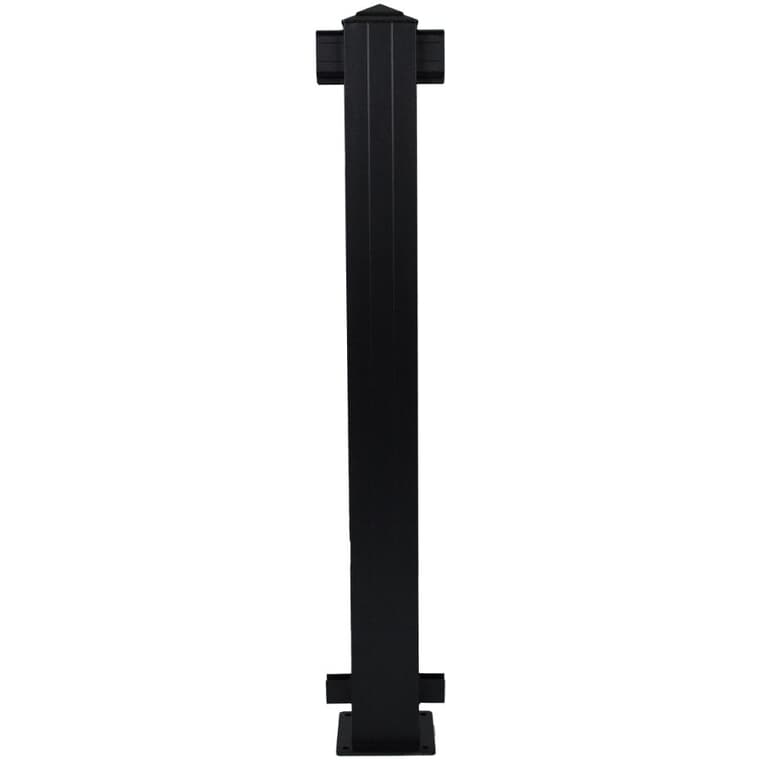 Poteau intermédiaire pour rampe de 4 po en aluminium noir texturé, pour 42 po de hauteur