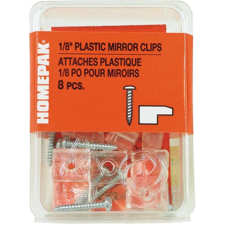8 Pack 1/8" Plastic Mirror Clips