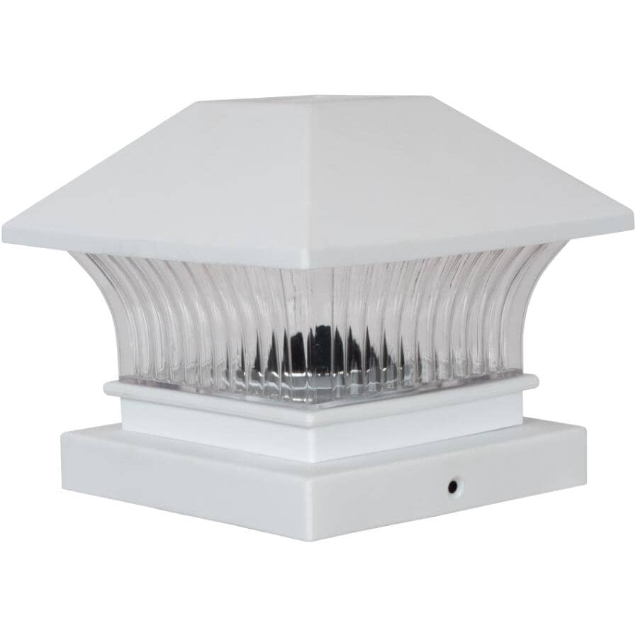 FUSION:Smooth Top White Solar Fence Post Cap