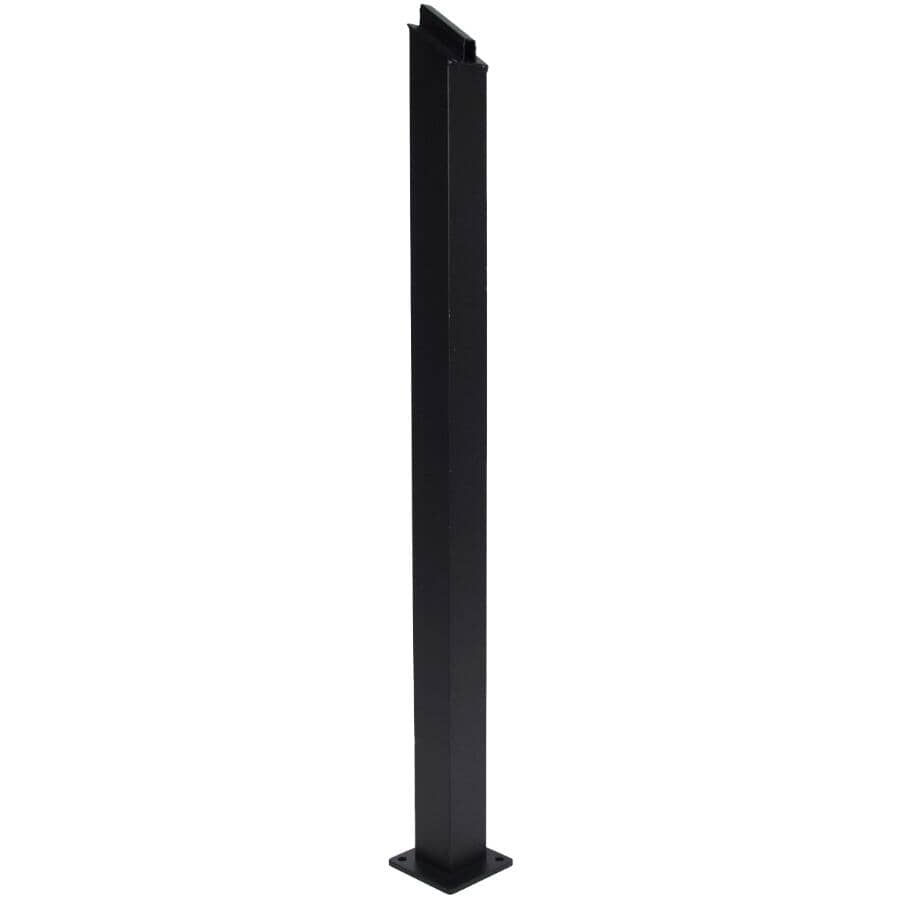 REGAL IDEAS Textured Black Inline Aluminum Railing Stair Post | Home