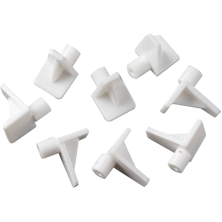 5 mm White Plastic Shelf Supports - 8 Pack