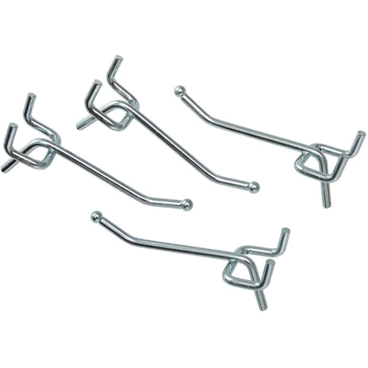 4 Pack 2" Zinc Single Hooks, for 1/4" and 1/8" Pegboard