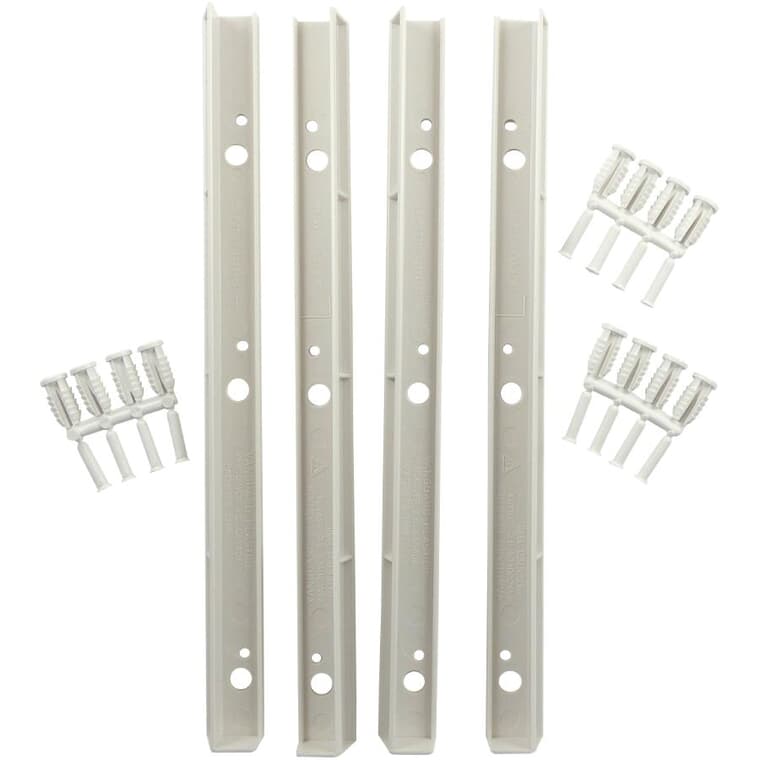 2 Pair Per Pack 12" White ABS Side Shelf Supports