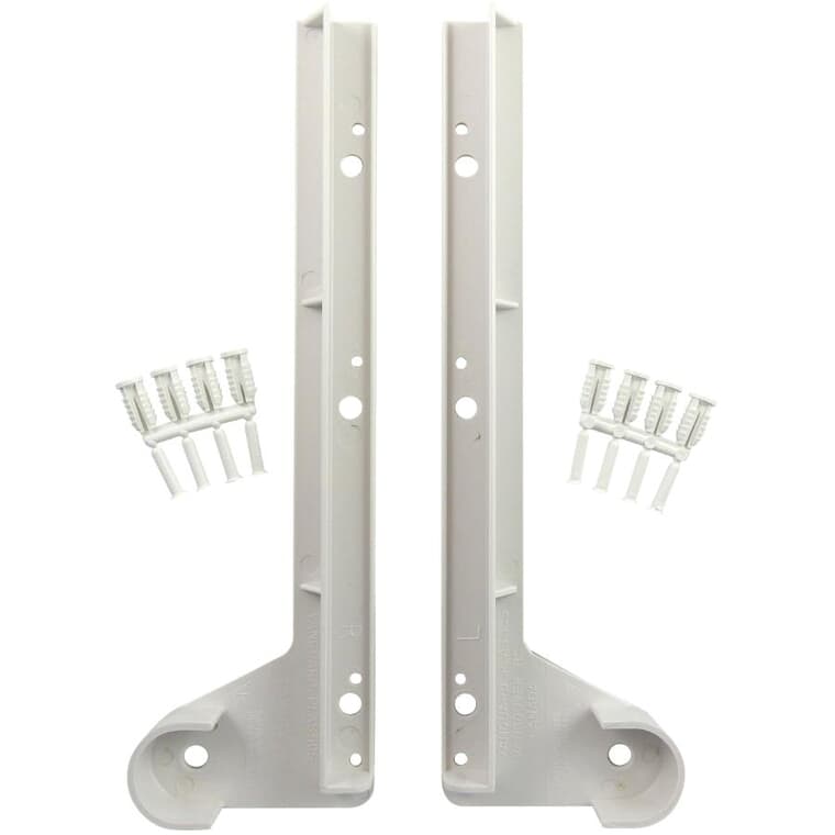 1 Pair 12" White ABS Shelf and Rod Supports