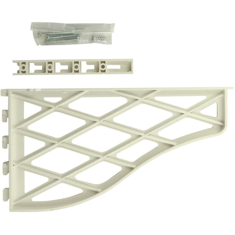 6" x 11" Decorative Heavy Duty White Plastic Shelf Bracket