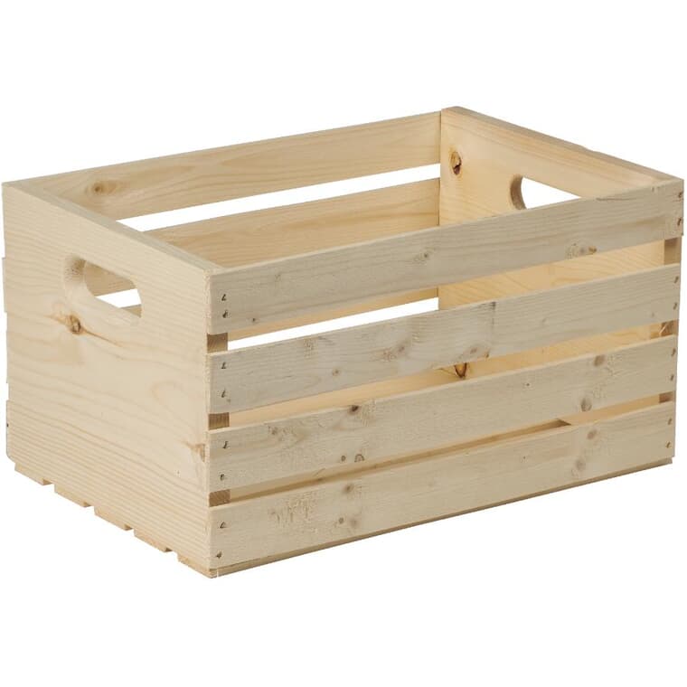 Wood Storage Crate - Natural Pine, 17.5" x 12.5" x 9.5"