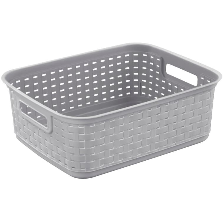 15" x 12-1/4" x 5-1/4" Grey Plastic Storage Basket
