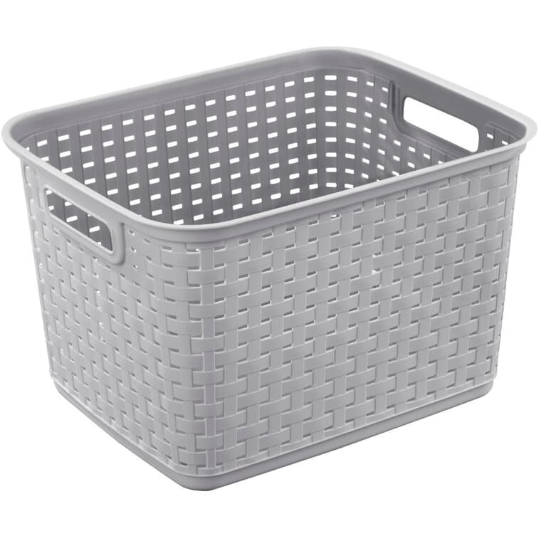 15" x 12-1/4" x 9-3/8" Grey Plastic Storage Basket